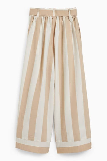 Kinder Mädchen - Stoffhose - gestreift - beige