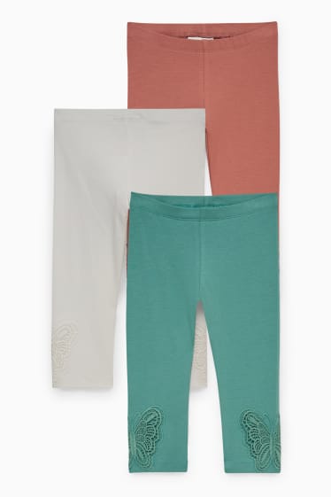 Enfants filles - Lot de 3 - leggings capri - blanc crème