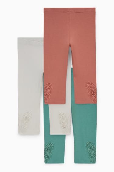 Enfants filles - Lot de 3 - leggings capri - blanc crème