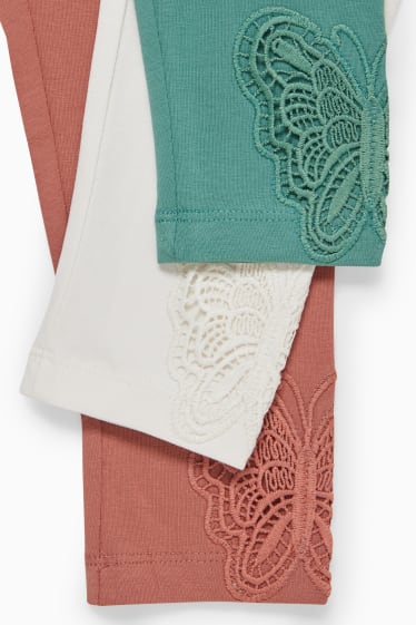 Enfants filles - Lot de 3 - leggings capri - blanc crème