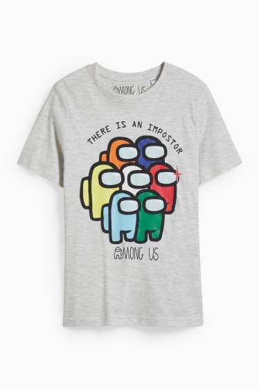 Dzieci - Among Us - koszulka z krótkim rękawem - jasnoszary-melanż