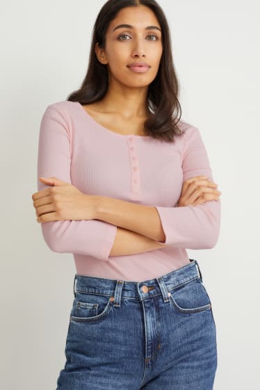 Femmes - Haut basique à manches longues - rose