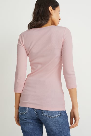Dámské - Tričko s dlouhým rukávem basic - růžová