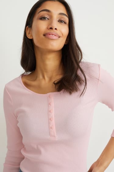 Femmes - Haut basique à manches longues - rose