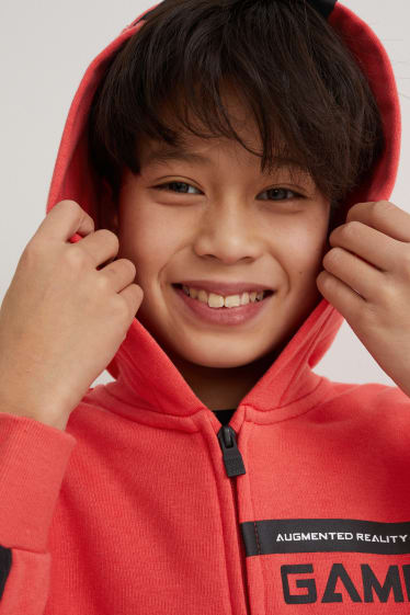 Enfants - Sweat zippé en molleton - motif Augmented Reality - rouge