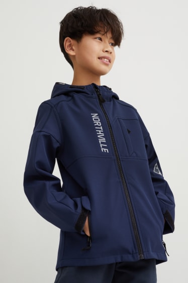 Niños - Chaqueta softshell con capucha - azul oscuro