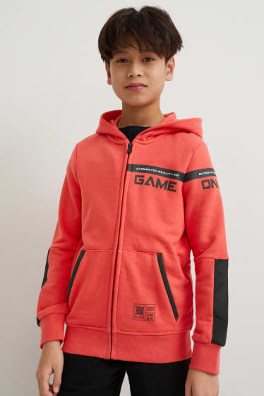 Enfants - Sweat zippé en molleton - motif Augmented Reality - rouge