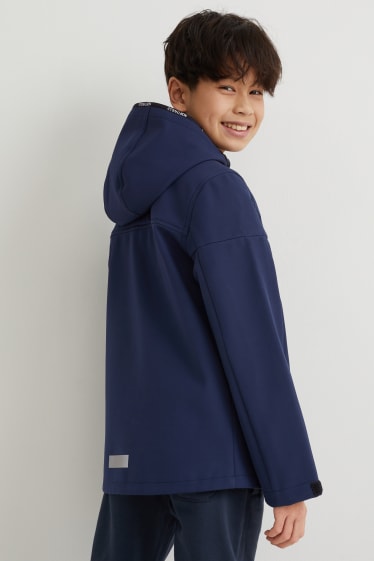 Enfants - Veste softshell à capuche - bleu foncé