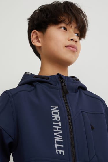 Niños - Chaqueta softshell con capucha - azul oscuro