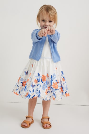 Kinder - Set - Kleid und Strickjacke - 2 teilig - weiß