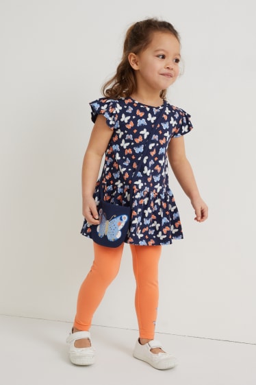 Kinderen - Set - jurk, legging en tas - 3-delig - donkerblauw