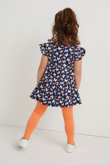 Kinder - Set - Kleid, Leggings und Tasche - 3 teilig - dunkelblau