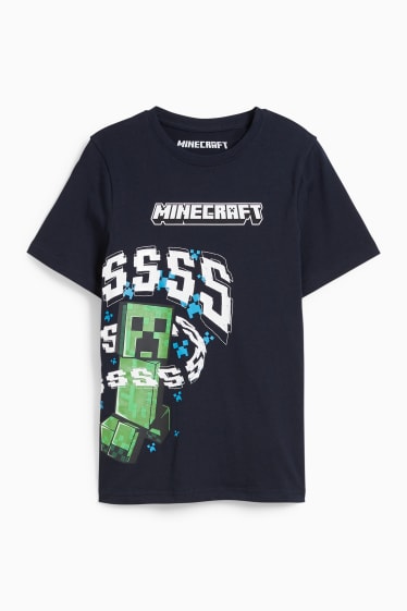 Niños - Minecraft - camiseta de manga corta - azul oscuro