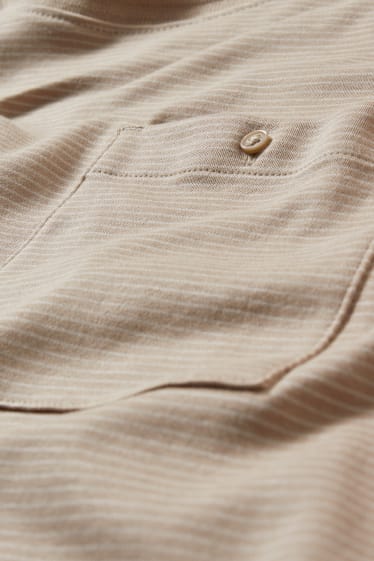 Pánské - Tričko - Pima bavlna - pruhované - béžová