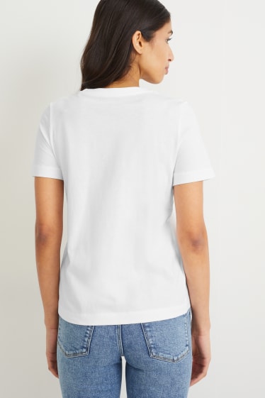 Dames - Set van 2 - basic-T-shirt - donkerblauw / wit