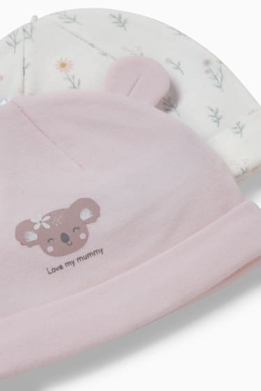 Bébés - Lot de 2 - bonnets pour bébé - rose clair