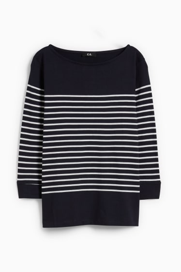 Dames - Longsleeve - gestreept - zwart / wit
