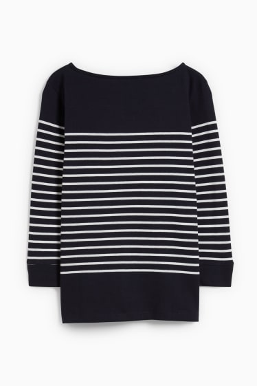 Dames - Longsleeve - gestreept - zwart / wit