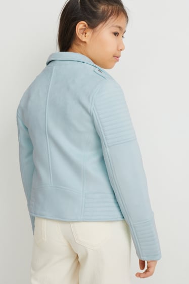 Children Girls - Biker jacket - faux suede - mint green