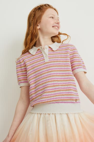 Bambine - Maglione - a righe - rosa