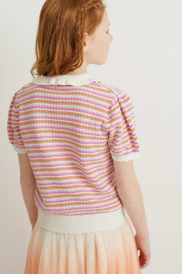 Bambine - Maglione - a righe - rosa