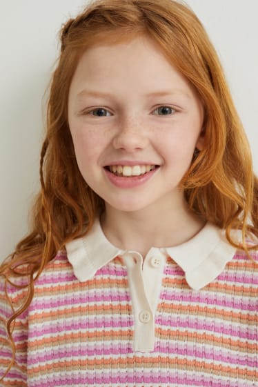 Bambine - Maglione - a righe - rosa