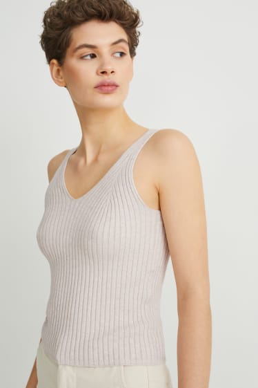 Damen - Strick-Top - hellbeige