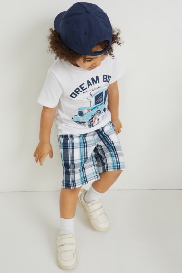 Bambini - Set - maglia a maniche corte, shorts e cappellino - 3 pezzi - bianco