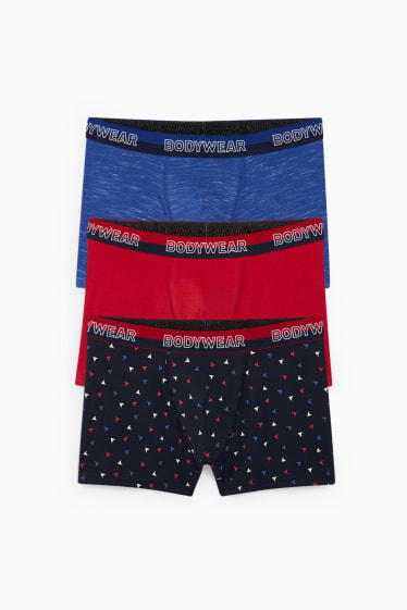 Heren - Set van 3 - trunks - rood / blauw