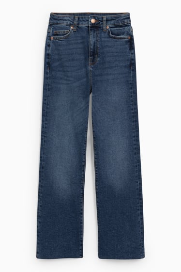 Women - Cropped flared jeans - high waist - LYCRA® - blue denim