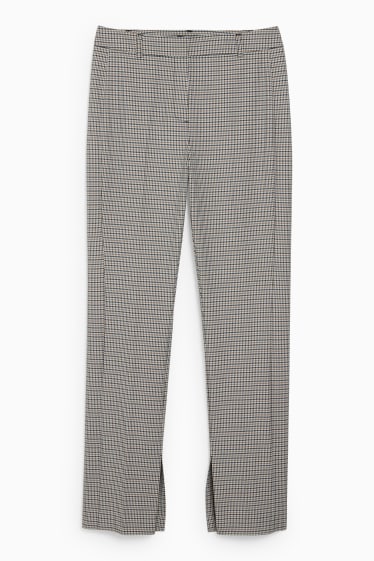Damen - Stoffhose - High Waist - Slim Fit - 4 Way Stretch - beige / blau