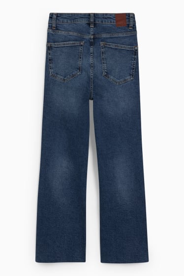 Women - Cropped flared jeans - high waist - LYCRA® - blue denim