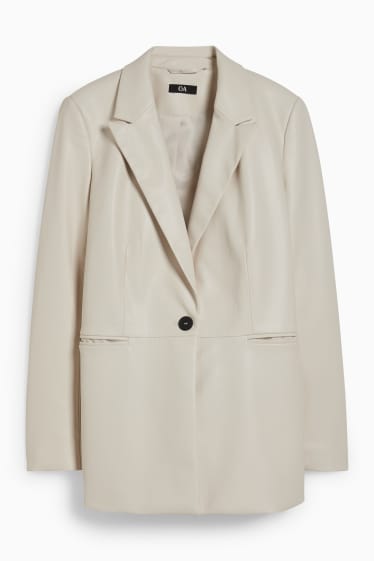 Women - Blazer - regular fit - faux leather - cremewhite