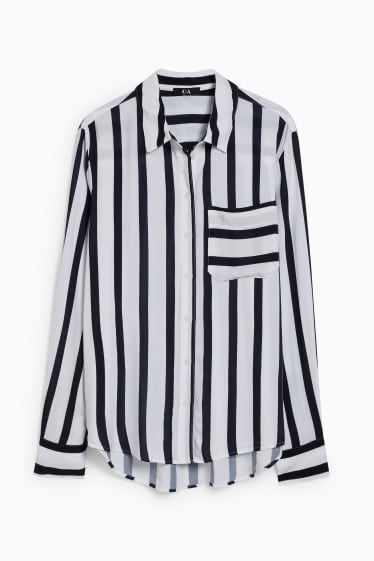 Women - Blouse - striped - black / white