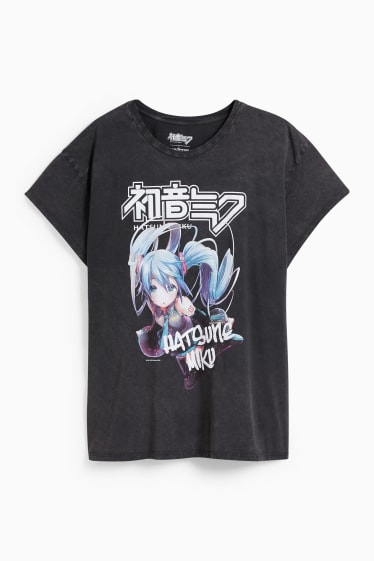 Adolescenți și tineri - CLOCKHOUSE - tricou - Hatsune Miku - gri închis