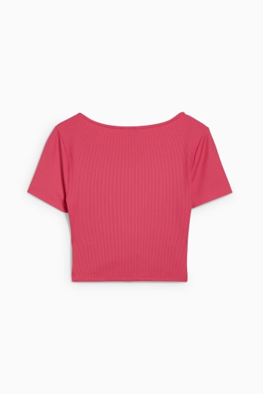 Adolescenți și tineri - CLOCKHOUSE - tricou crop - roz