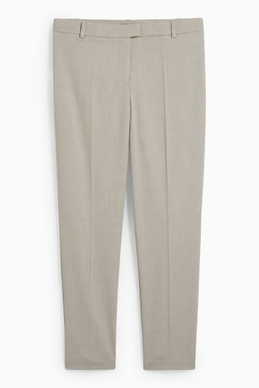 Women - Business trousers - mid-rise waist - regular fit - light gray-melange