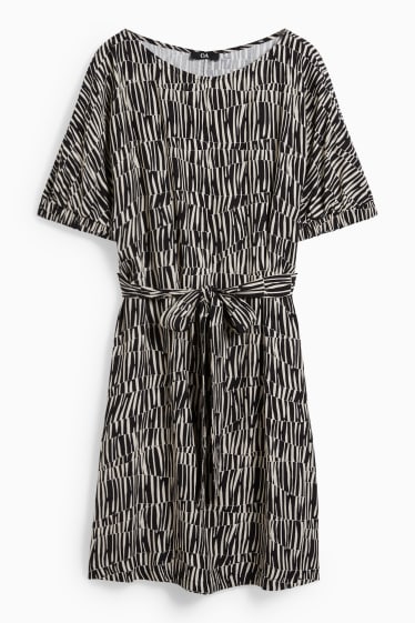 Dona - Vestit - estampat - negre/beix