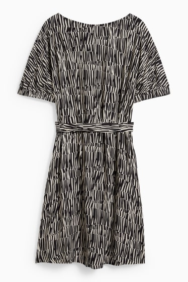 Dona - Vestit - estampat - negre/beix