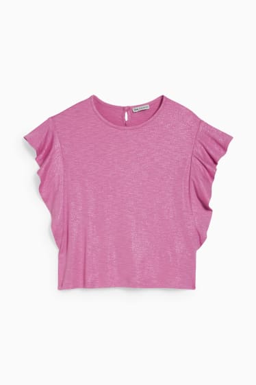 Niños: niñas - Camiseta de manga corta - brillos - violeta claro