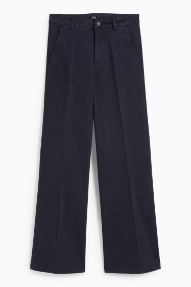 Donna - Pantaloni - vita alta - gamba larga - blu scuro