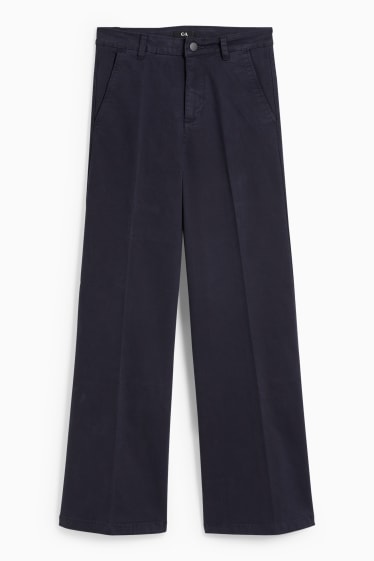 Femmes - Pantalon - high waist - wide leg - bleu foncé