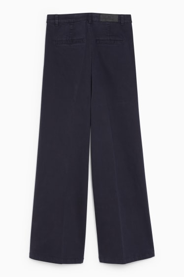 Donna - Pantaloni - vita alta - gamba larga - blu scuro