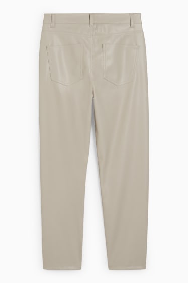 Donna - Pantaloni - vita alta - straight fit - similpelle - beige chiaro