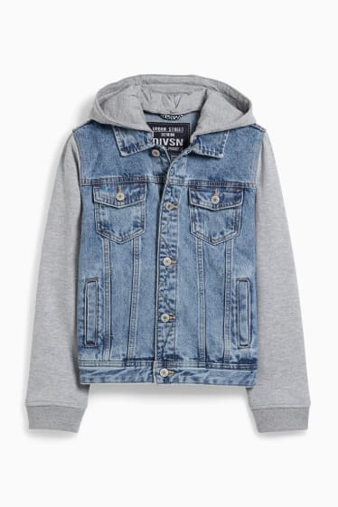 Kinder Buben - Jeansjacke mit Kapuze - helljeansblau