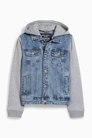 Kinder - Jeansjacke mit Kapuze - helljeansblau