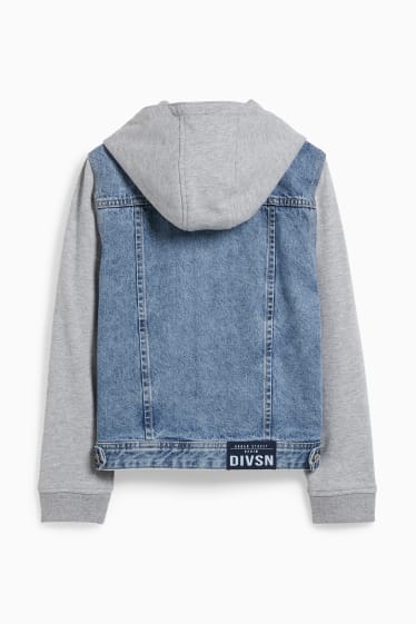 Kinder Buben - Jeansjacke mit Kapuze - helljeansblau