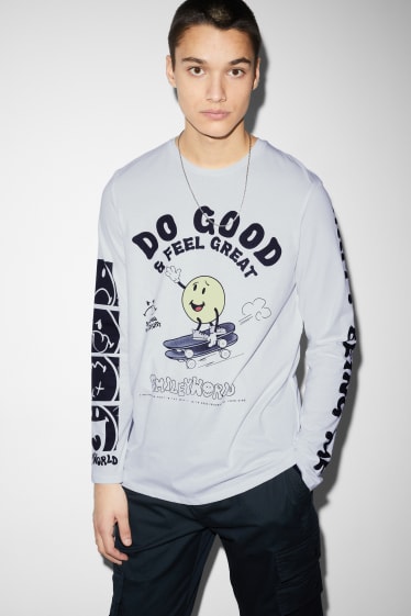 Men - Long sleeve top - SmileyWorld® - white