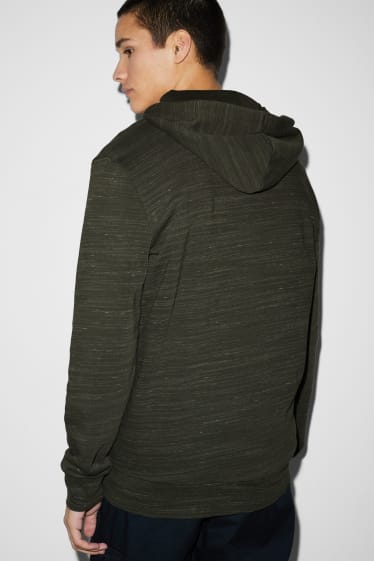 Pánské - Tepláková bunda s kapucí - tmavozelená