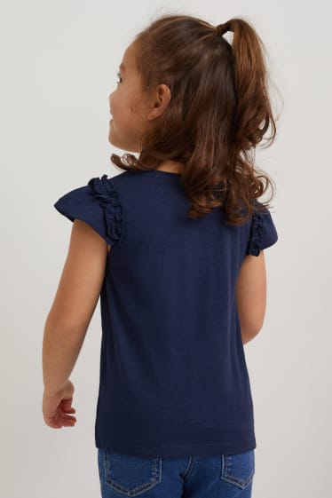Kinderen - T-shirt - glanseffect - donkerblauw